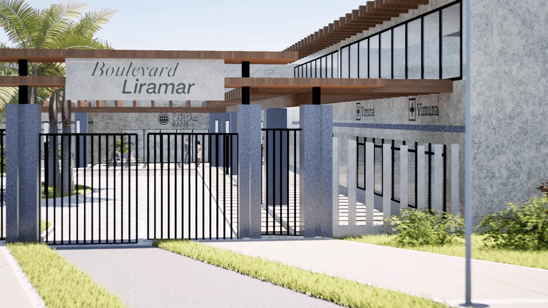 Entrada al Boulevard comercial Liramar Mejía