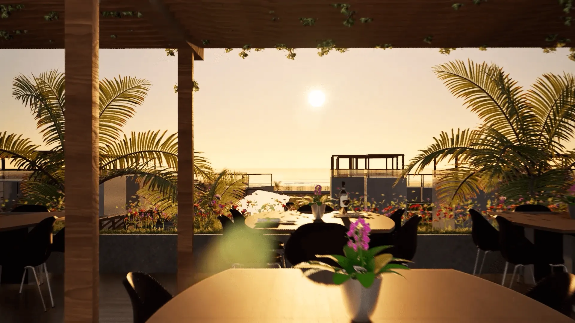 Salón de eventos del Country Liramar al atardecer